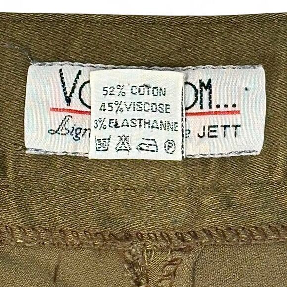 Vtg 80s Votre Nom Paris Stretch Stirrup Pants M/L Olive Green High Waist France - Picture 6 of 7